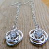 Sterling Silver Crystal Chain Drop Earrings - Image 2