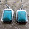 Turquoise Stone Rectangle Earrings