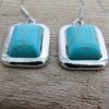 Turquoise Stone Rectangle Earrings - Image 2