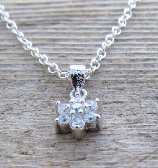 Sterling Silver Crystal Flower Necklace - Image 2