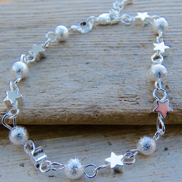 Sterling Silver Star and Moon Bracelet