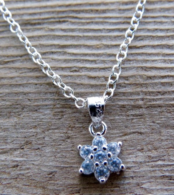 Sterling Silver Crystal Flower Necklace
