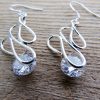 Sterling Silver Crystal Twist Earrings
