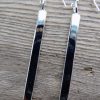 Sterling Silver Solid Straight Drop Earrings - Image 4