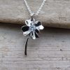 Sterling Silver Flower and Crystal Necklace