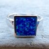 Blue Fire Opal Square Ring - Size N (7)