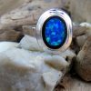 Blue Fire Opal Oval Ring - Size N (7) - Image 2