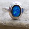 Blue Fire Opal Oval Ring - Size N (7)