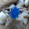 Blue Fire Opal And Crystal Modern Ring - Size N (7) - Image 3