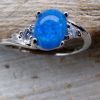 Blue Fire Opal And Crystal Modern Ring - Size N (7)