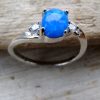 Blue Fire Opal And Crystal Modern Ring - Size N (7) - Image 2