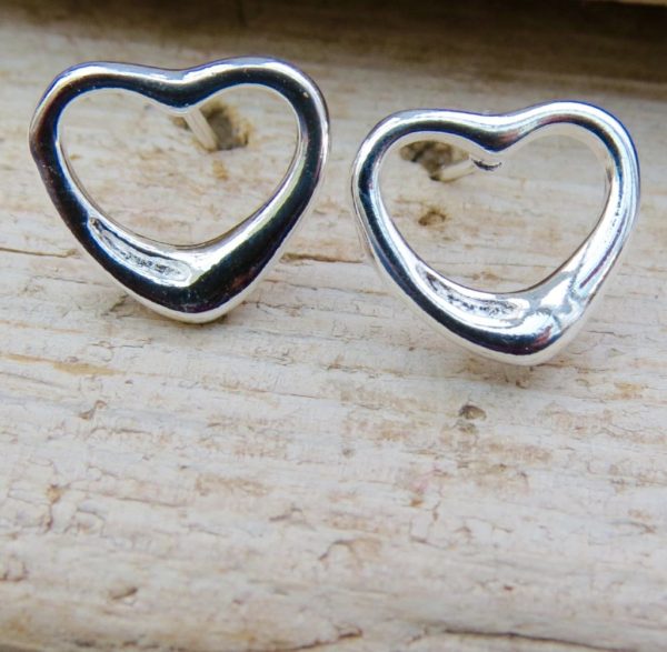 Sterling Silver Heart Stud Earrings - Image 3