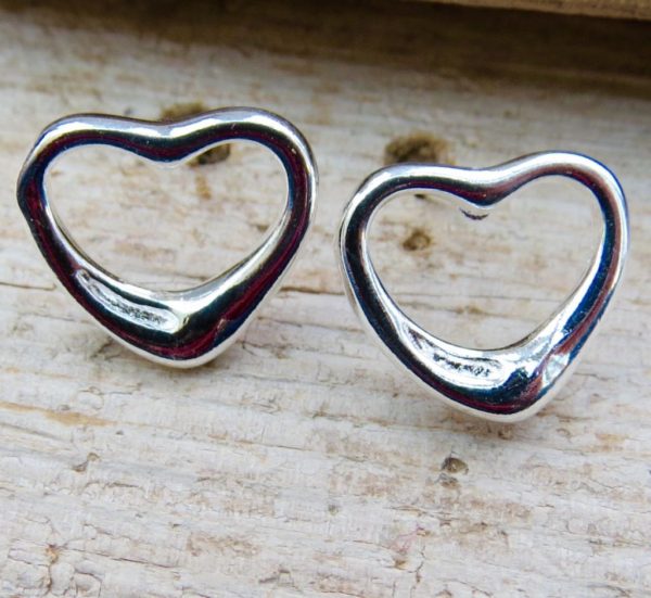 Sterling Silver Heart Stud Earrings - Image 2