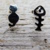 Cat and Fish Bone Stud Earrings - Image 2
