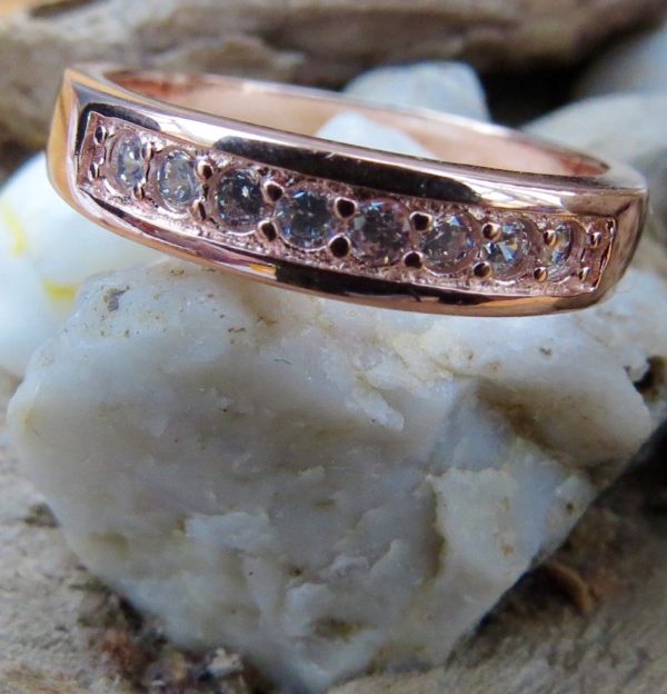 Crystal Encased Rose Gold Band - Size N (7) - Image 2