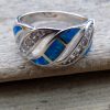 Blue Fire Opal and Crystal Wave Ring - Size R (7) - Image 3