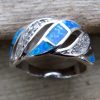 Blue Fire Opal and Crystal Wave Ring - Size R (7) - Image 4