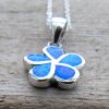 Sterling Silver Blue Fire Opal Flower Necklace - Image 2