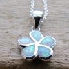 Sterling Silver White Fire Opal Flower Necklace - Image 2
