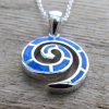 Sterling Silver Blue Fire Opal Swirl Necklace