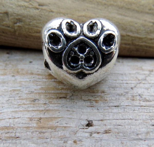 Paw Print Heart Charm