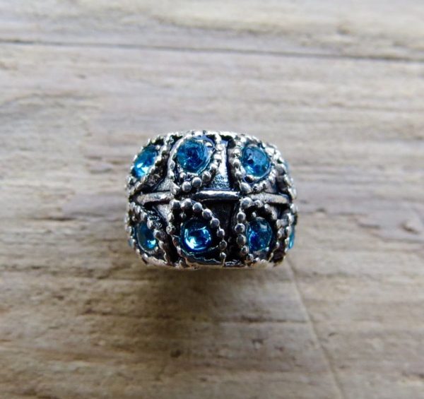 Blue Crystal Leaf Bead Charm