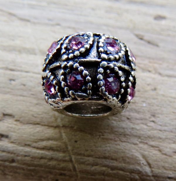 Pink Crystal Leaf Bead Charm