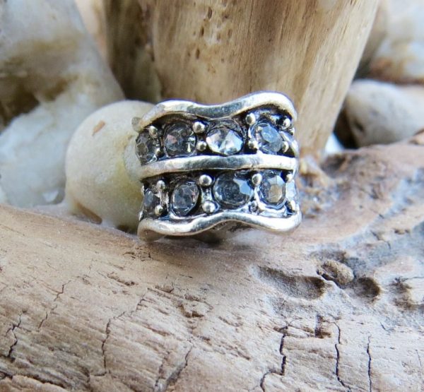 Double White Crystal Bead Charm