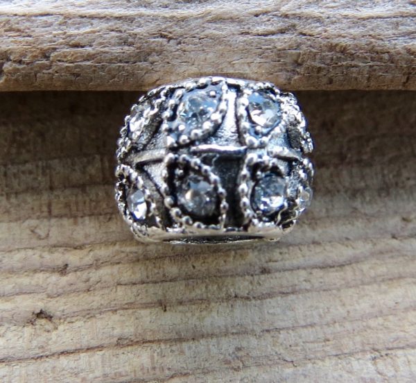 White Crystal Leaf Bead Charm