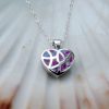 Sterling Silver Pink Fire Opal Heart Necklace - Image 2
