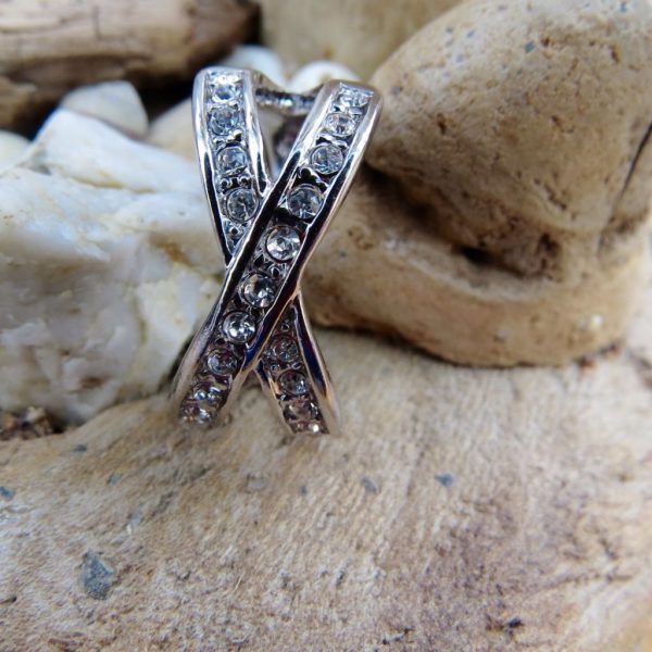 Crystal Criss Cross Ring - Size L (6) - Image 2