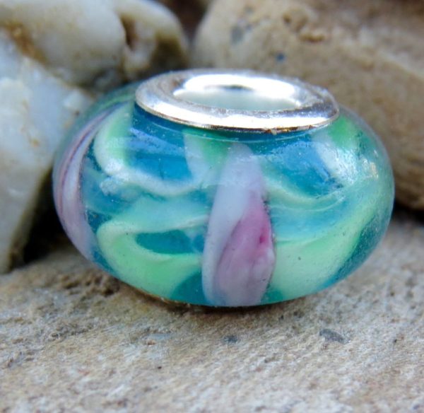 Turquoise Flower Glass Bead