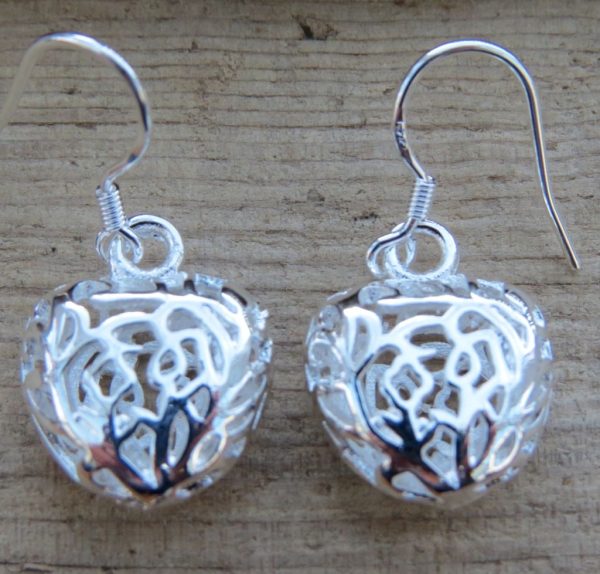 Sterling Silver Patterned Heart Earrings