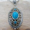 Turquoise and Blue Crystal Oval Necklace