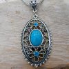 Turquoise and Blue Crystal Oval Necklace - Image 2