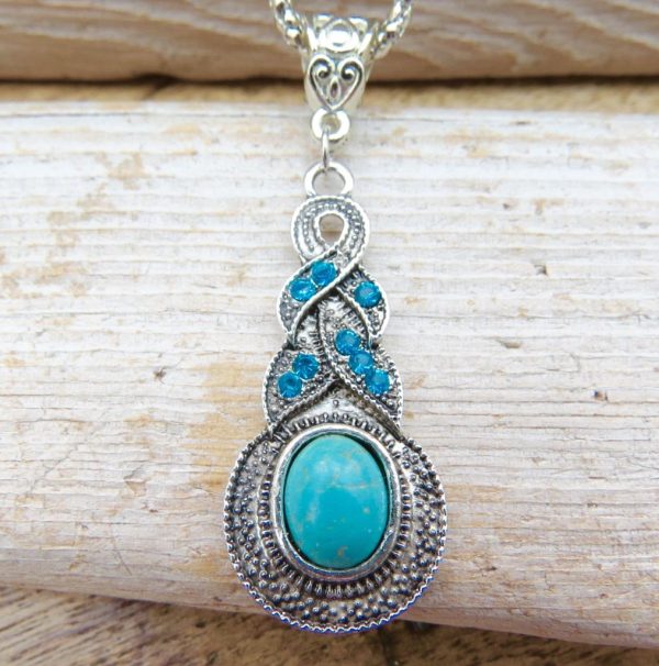 Turquoise and Blue Crystal Geometric Necklace