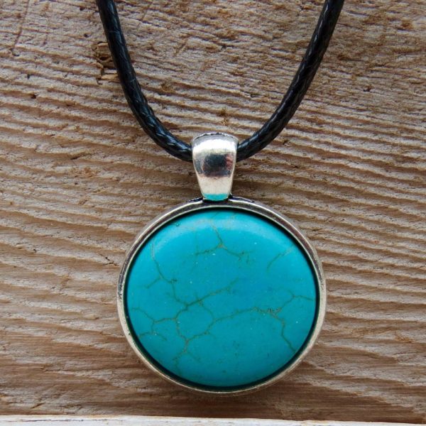 Turquoise Pendant on Waxed Cord