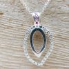 Sterling Silver Crystal Leaf Necklace