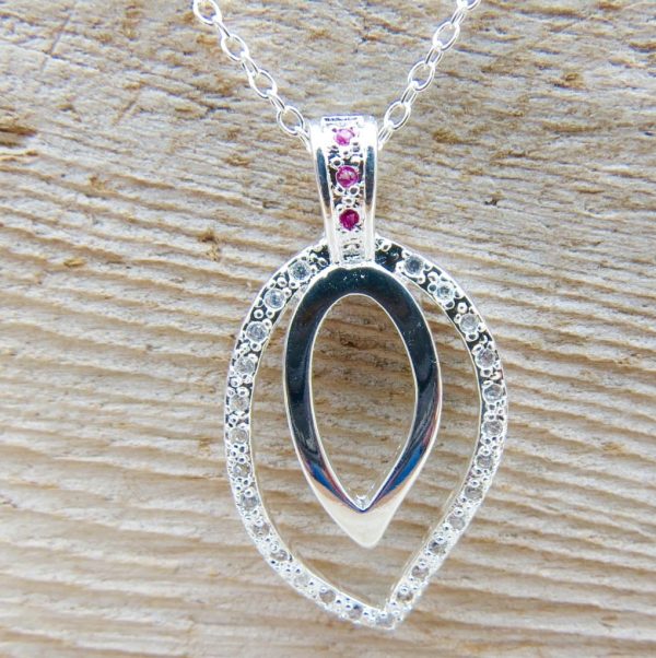 Sterling Silver Crystal Leaf Necklace