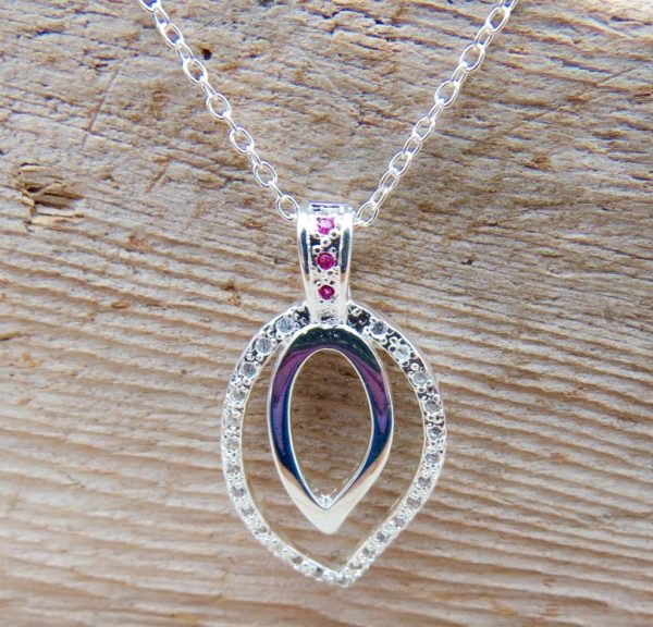 Sterling Silver Crystal Leaf Necklace - Image 2