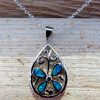 Blue Fire Opal Flower Necklace