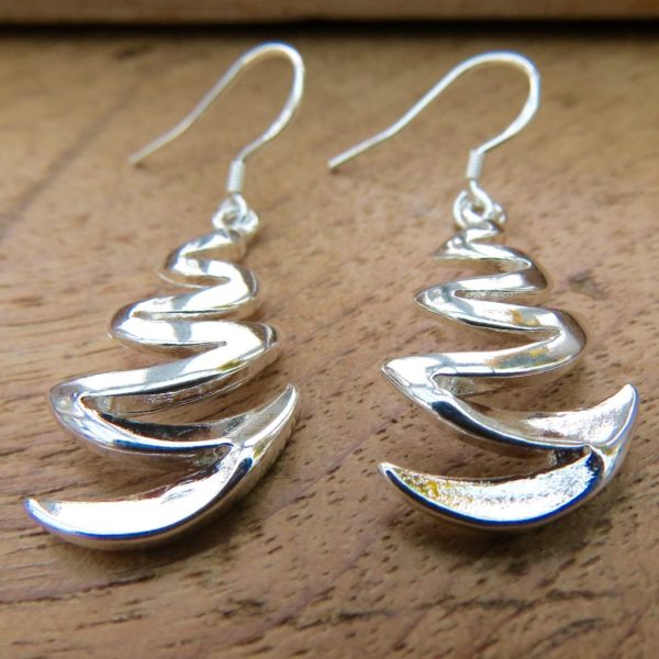 Sterling Silver Zigzag Drop Earrings