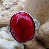 Red Stone Chunky Ring - Size L (6) - Image 2