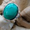 Green Turquoise Chunky Ring - Size N (7)