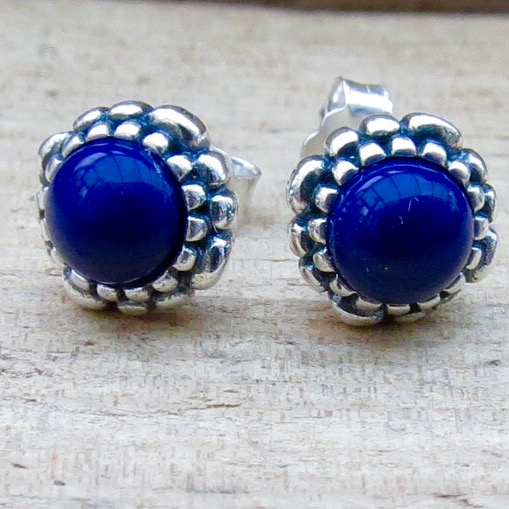 Stud earrings deals blue stone