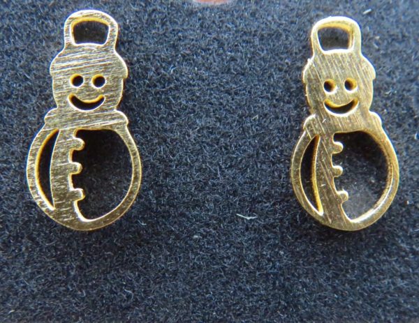 Snowman Gold Stud Earrings