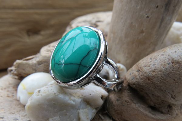 Green Turquoise Chunky Ring - Size P (8)