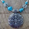 Chunky Turquoise Rose Necklace - Image 3