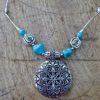 Chunky Turquoise Rose Necklace - Image 2